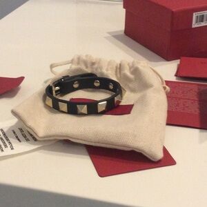 Brand new Valentino Garvani black studded leather bracelet NEVER WORN